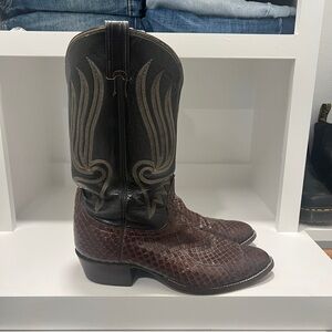 Tony Lama Snake Skin Python Brown Cowboy Boots Black Label Men’s 11E